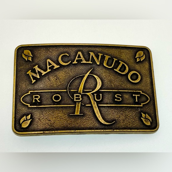 Vintage Belt Buckle Macanudo Cigar Antiqued Brass Tone - Picture 4 of 4